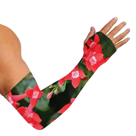 Red Bouvardia Print Sun Protection Arm Sleeves