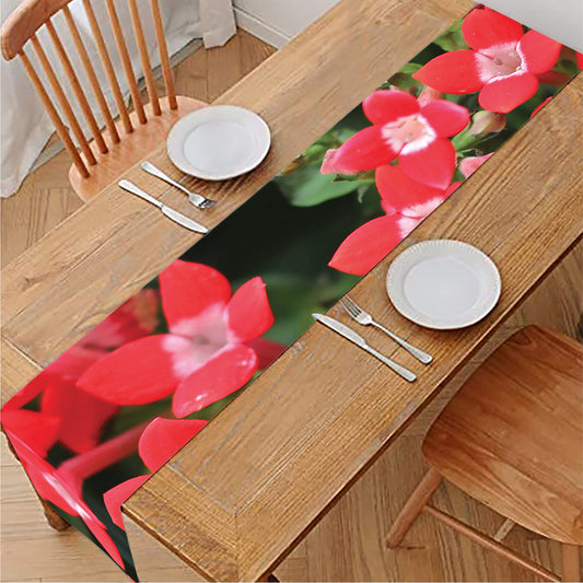 Red Bouvardia Print Table Runner