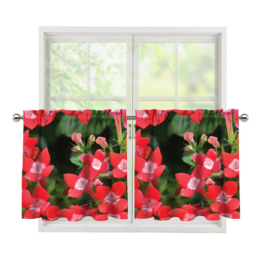Red Bouvardia Print Tier Curtains