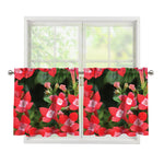 Red Bouvardia Print Tier Curtains