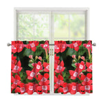 Red Bouvardia Print Tier Curtains