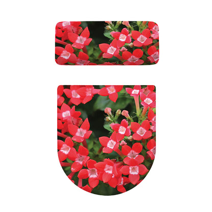 Red Bouvardia Print Toilet Lid And Tank Cover Set