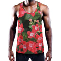 Red Bouvardia Print Men's Workout Tank Top