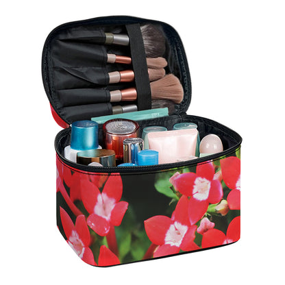 Red Bouvardia Print Travel Makeup Bag
