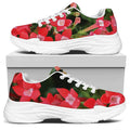 Red Bouvardia Print White Chunky Shoes