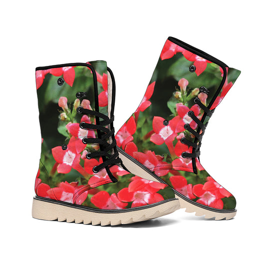 Red Bouvardia Print Winter Boots