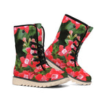 Red Bouvardia Print Winter Boots