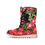 Red Bouvardia Print Winter Boots