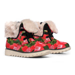 Red Bouvardia Print Winter Boots