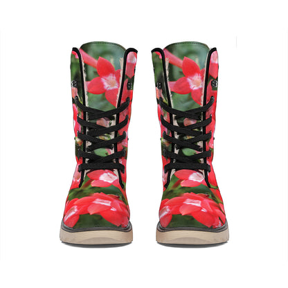 Red Bouvardia Print Winter Boots