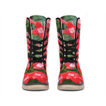 Red Bouvardia Print Winter Boots
