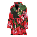 Red Bouvardia Print Women's Bathrobe