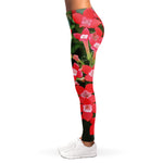Red Bouvardia Print Women's Leggings