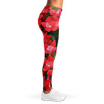 Red Bouvardia Print Women's Leggings