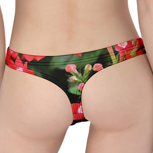 Red Bouvardia Print Women's Thong