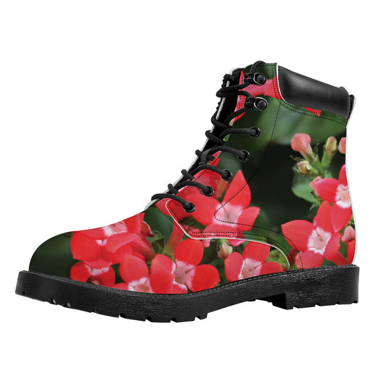Red Bouvardia Print Work Boots