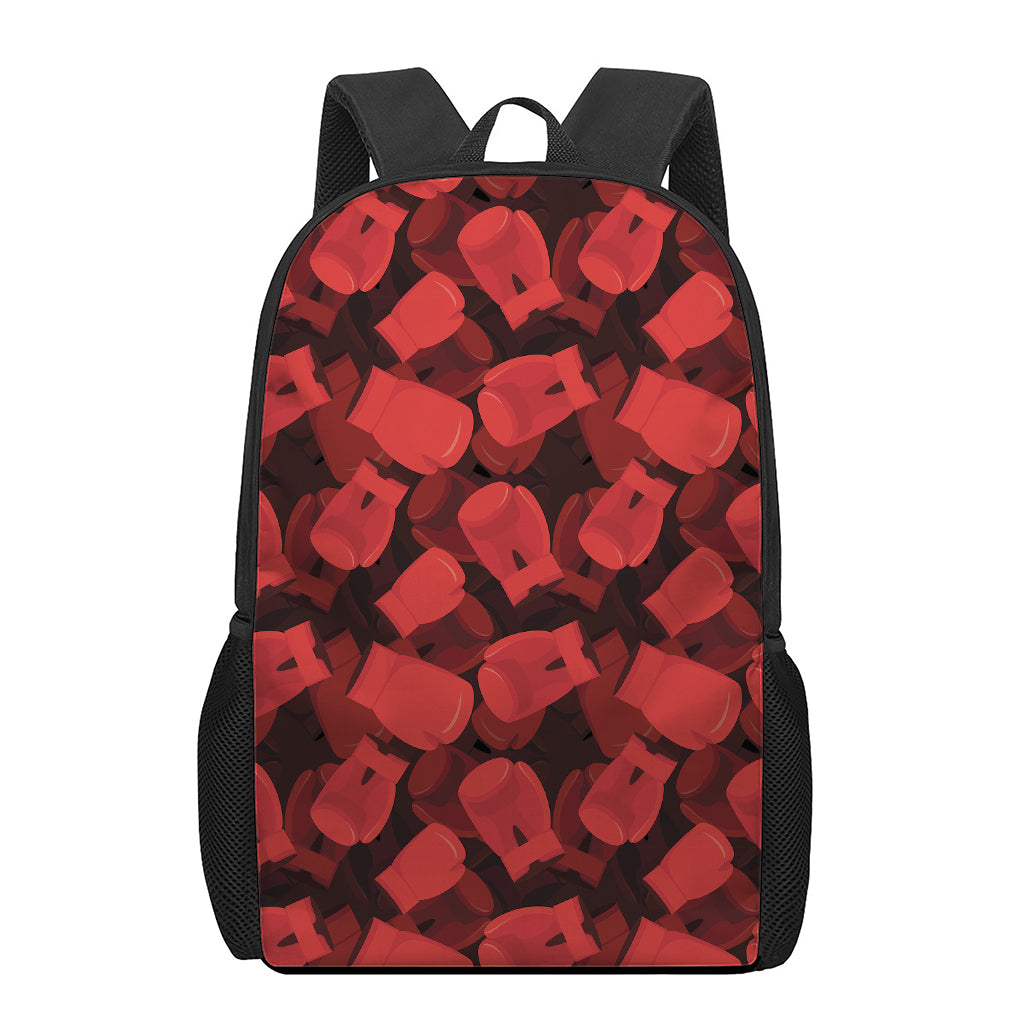 Red Boxing Gloves Pattern Print 17 Inch Backpack