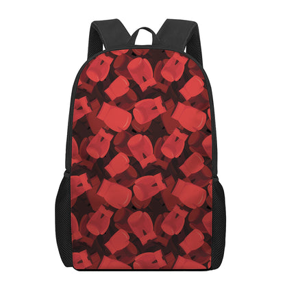 Red Boxing Gloves Pattern Print 17 Inch Backpack
