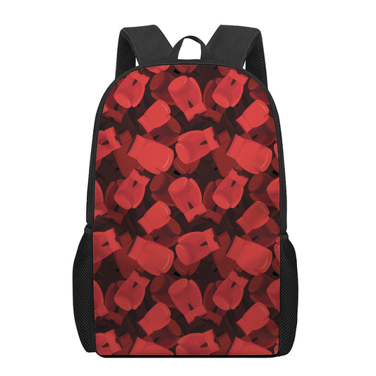 Red Boxing Gloves Pattern Print 17 Inch Backpack