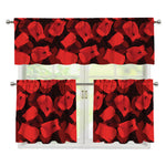 Red Boxing Gloves Pattern Print 3 Piece Kitchen Curtains