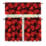 Red Boxing Gloves Pattern Print 3 Piece Kitchen Curtains