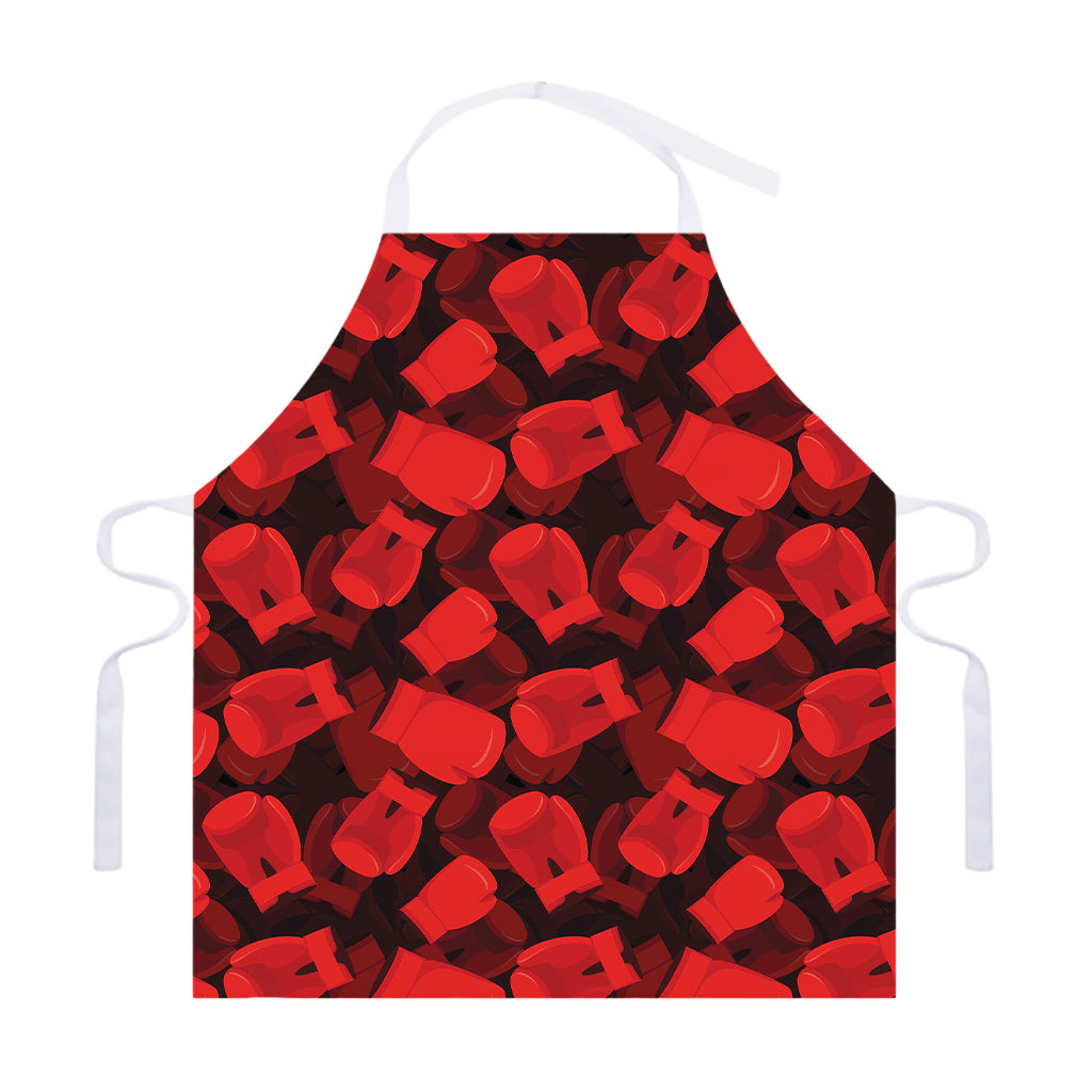 Red Boxing Gloves Pattern Print Adjustable Apron