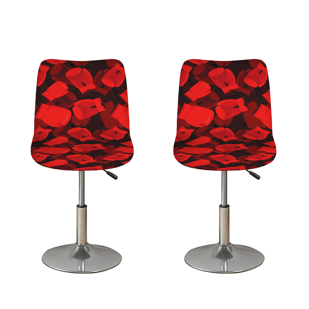 Red Boxing Gloves Pattern Print Bar Stool Covers