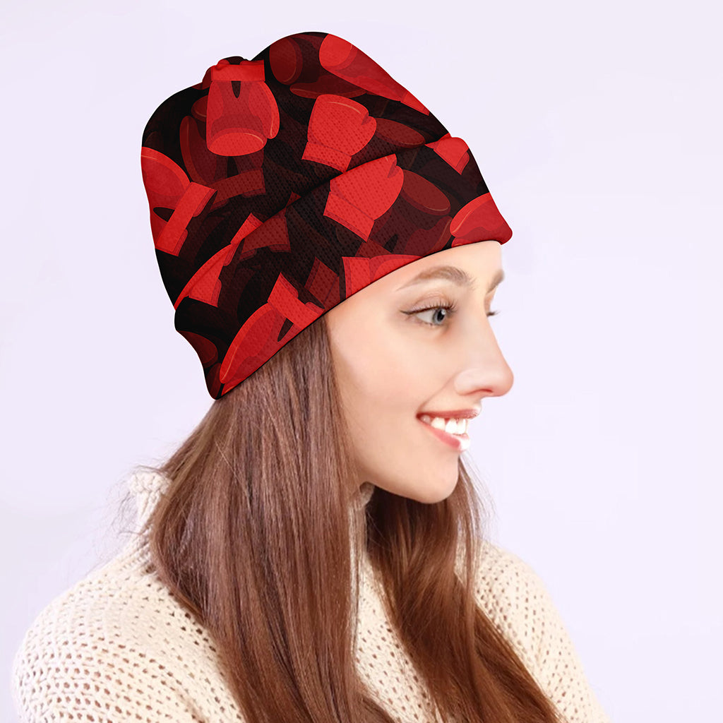 Red Boxing Gloves Pattern Print Beanie