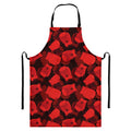 Red Boxing Gloves Pattern Print Bib Apron With Pocket