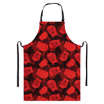 Red Boxing Gloves Pattern Print Bib Apron With Pocket
