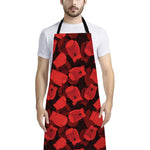 Red Boxing Gloves Pattern Print Bib Apron With Pocket
