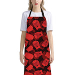 Red Boxing Gloves Pattern Print Bib Apron With Pocket