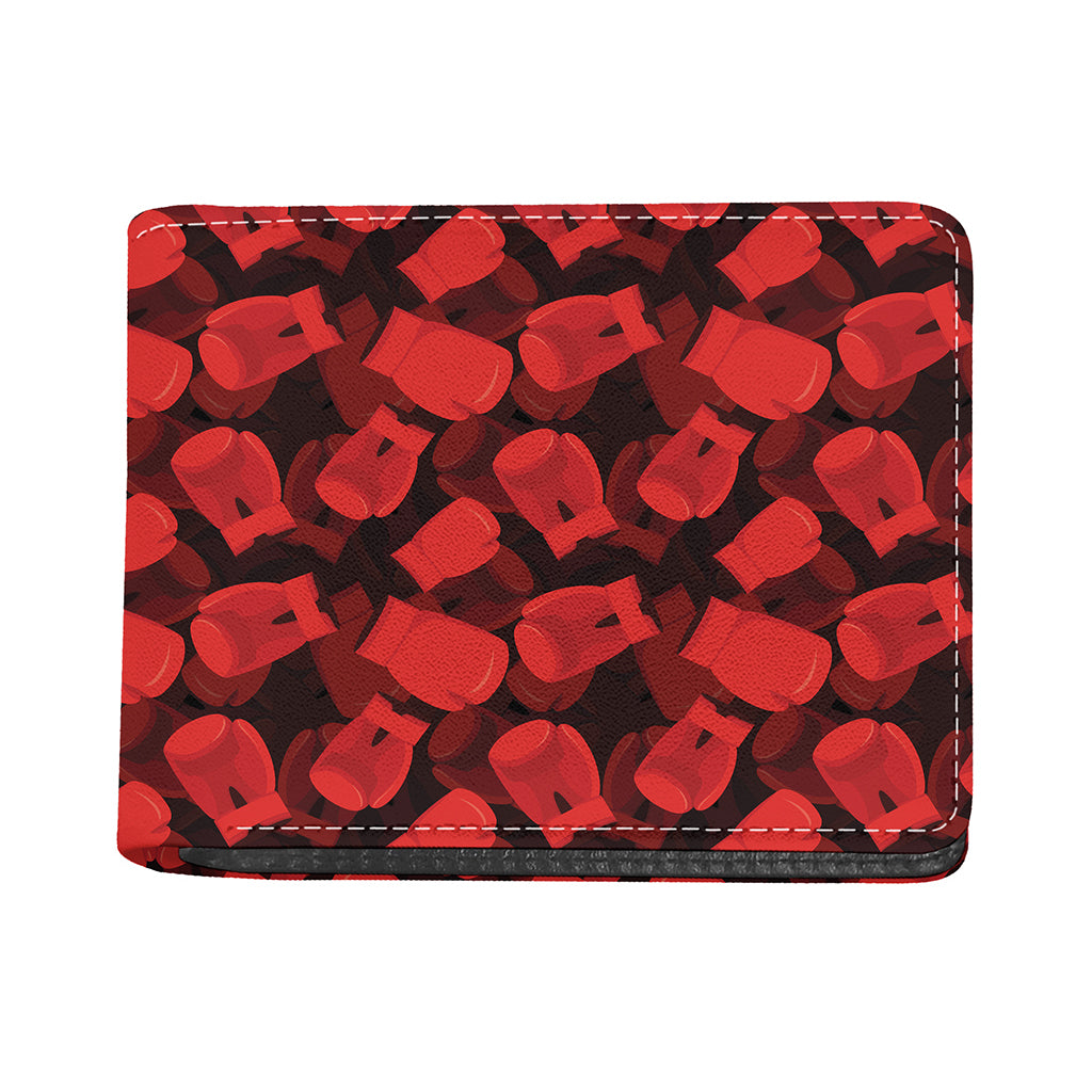 Red Boxing Gloves Pattern Print Bifold Wallet