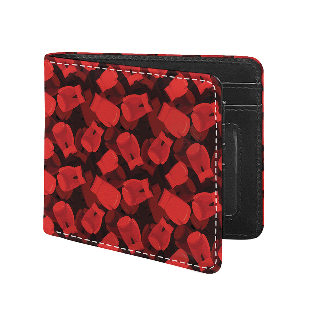 Red Boxing Gloves Pattern Print Bifold Wallet