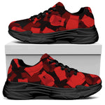 Red Boxing Gloves Pattern Print Black Chunky Shoes