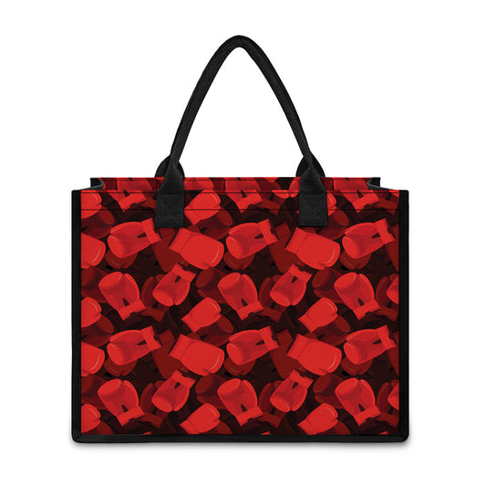 Red Boxing Gloves Pattern Print Canvas Tote Bag