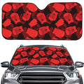 Red Boxing Gloves Pattern Print Car Windshield Sun Shade