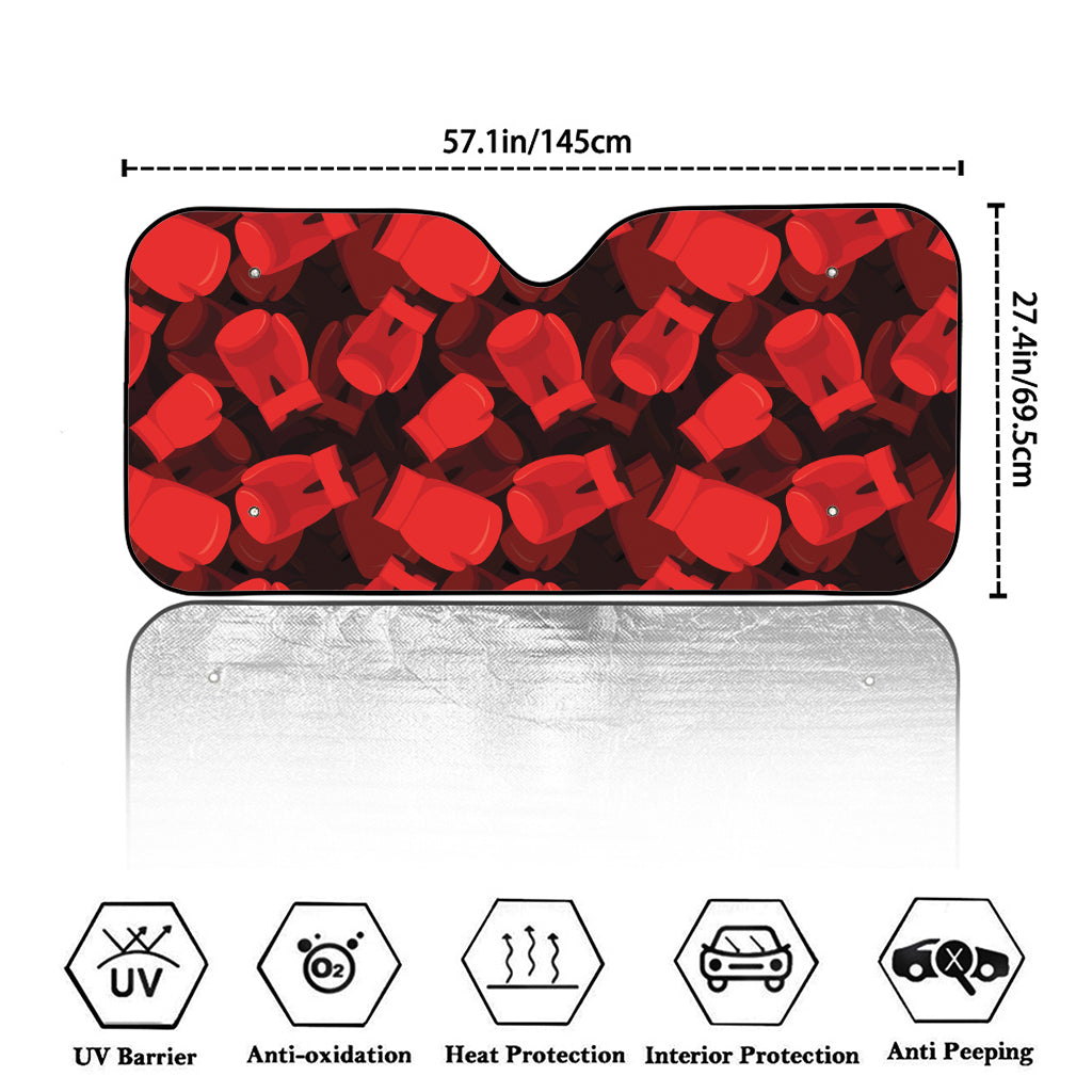 Red Boxing Gloves Pattern Print Car Windshield Sun Shade