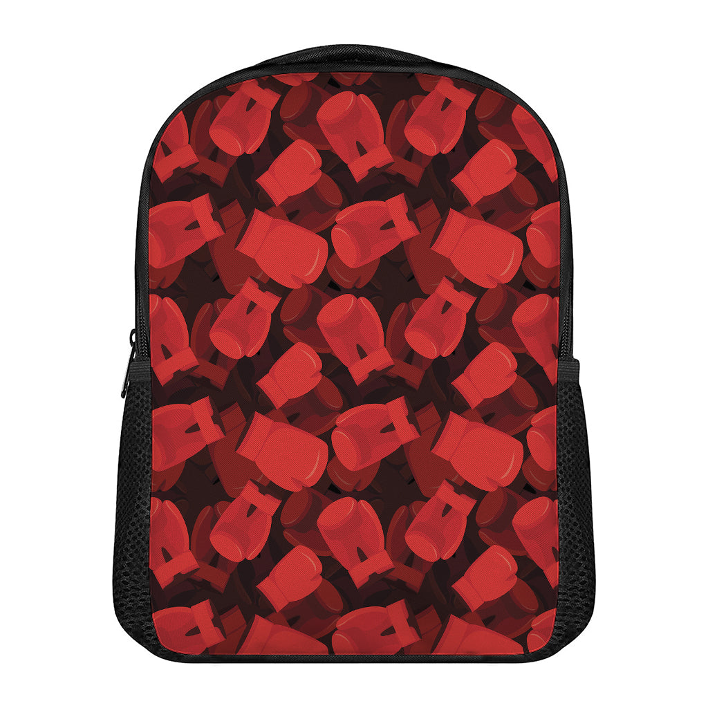 Red Boxing Gloves Pattern Print Casual Backpack