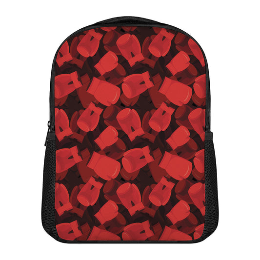 Red Boxing Gloves Pattern Print Casual Backpack