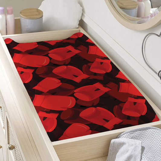 Red Boxing Gloves Pattern Print Changing Pad Cover