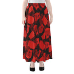 Red Boxing Gloves Pattern Print Chiffon Maxi Skirt