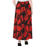 Red Boxing Gloves Pattern Print Chiffon Maxi Skirt