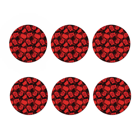 Red Boxing Gloves Pattern Print Coaster Set