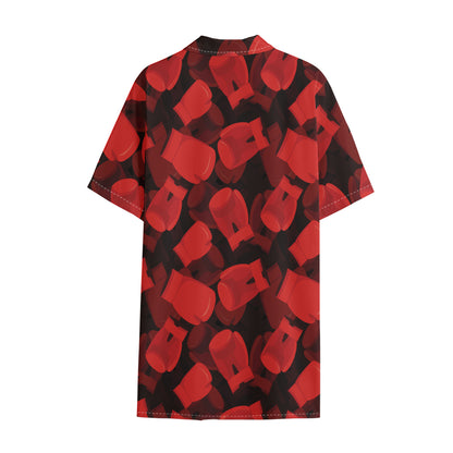 Red Boxing Gloves Pattern Print Cotton Hawaiian Shirt
