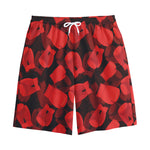 Red Boxing Gloves Pattern Print Cotton Shorts