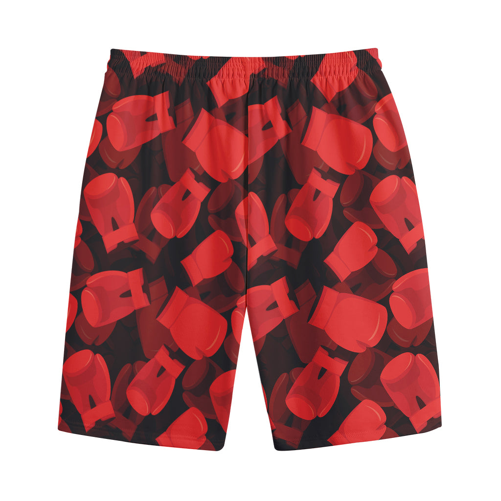 Red Boxing Gloves Pattern Print Cotton Shorts