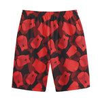 Red Boxing Gloves Pattern Print Cotton Shorts