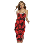 Red Boxing Gloves Pattern Print Cross Back Cami Dress