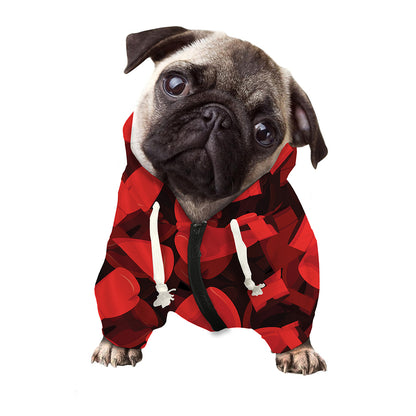 Red Boxing Gloves Pattern Print Dog Zip Up Hoodie